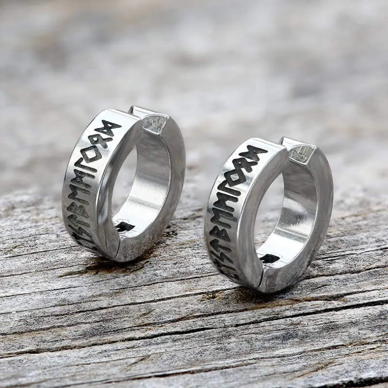 Nordic Viking Runes Stainless Steel Earrings sold by GTHIC