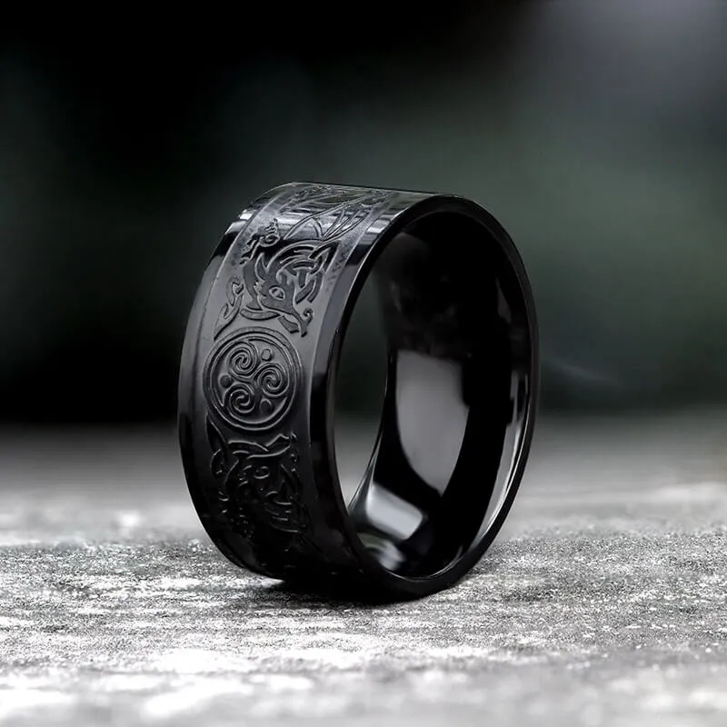 Celtic Wolf Triquetra Stainless Steel Viking Ring sold by GTHIC product image thumbnail 3