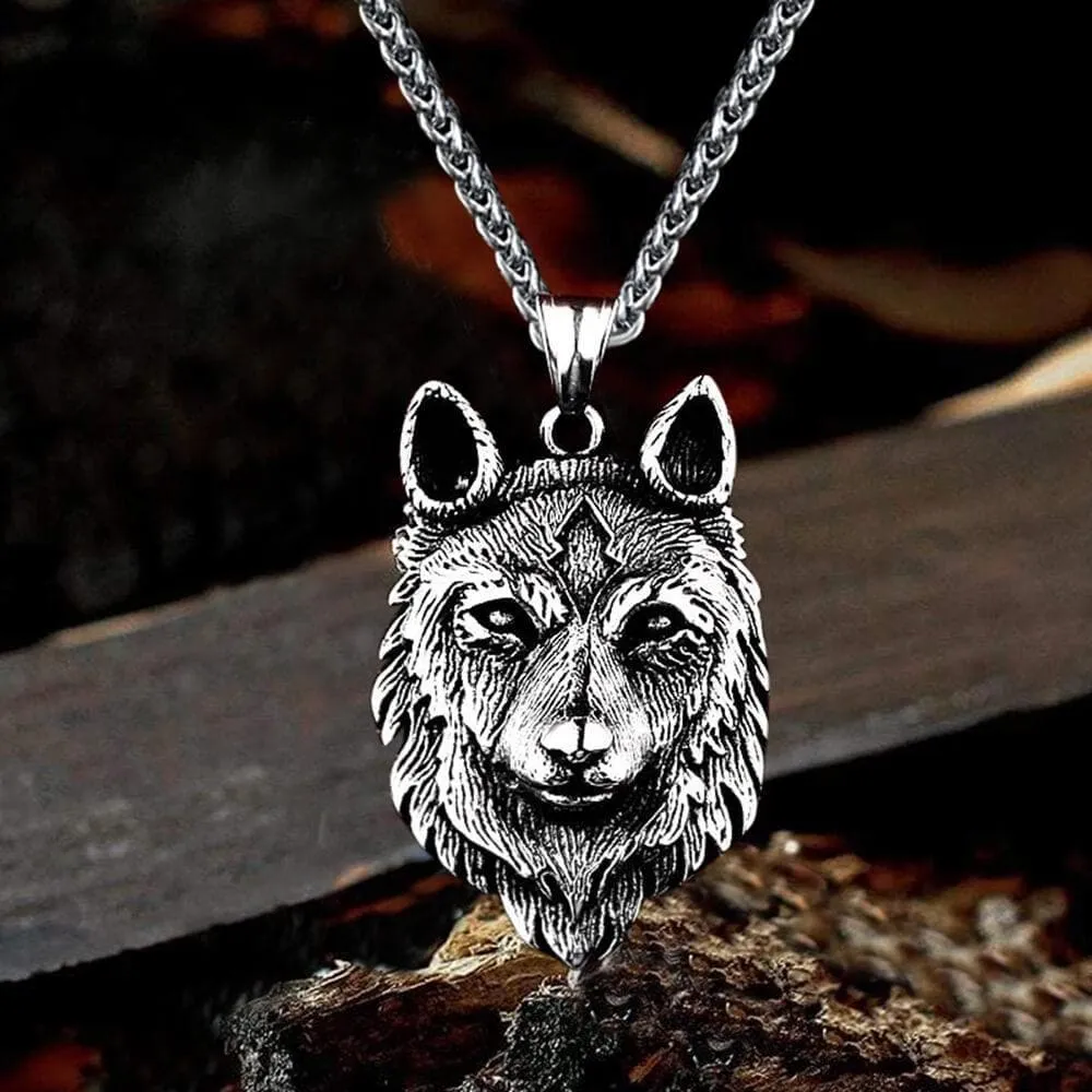 Nordic Wolf Stainless Steel Viking Pendant sold by GTHIC