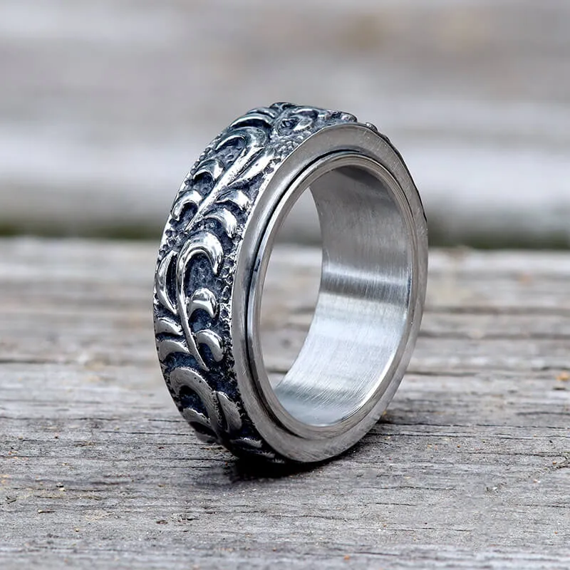 Vine Pattern Stainless Steel Spinner Ring sold by GTHIC
