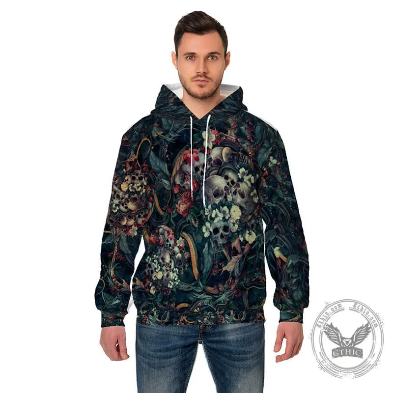 Flower Skull Snake Print Polyester Pullover Hoodie sold by GTHIC product image thumbnail 2