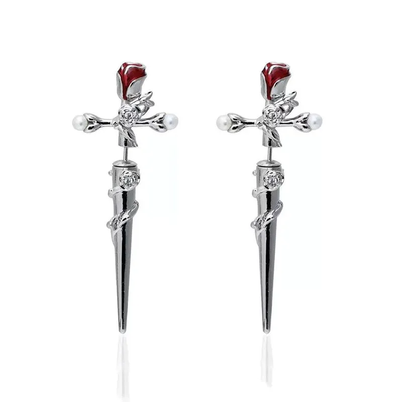 Cross Rose Copper Silver Plated Earrings sold by GTHIC product image thumbnail 3