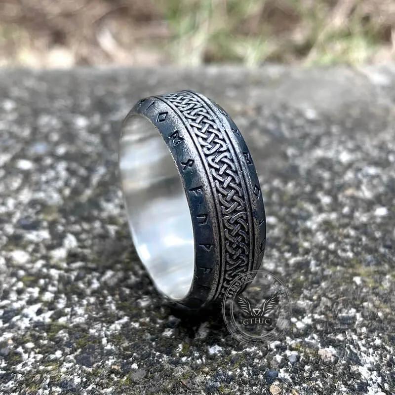 Norse Runes Celtic Knot Sterling Silver Viking Ring sold by GTHIC product image thumbnail 4