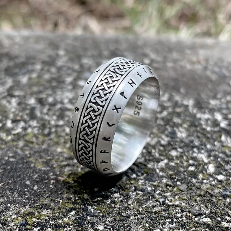 Norse Runes Celtic Knot Sterling Silver Viking Ring sold by GTHIC product image thumbnail 2