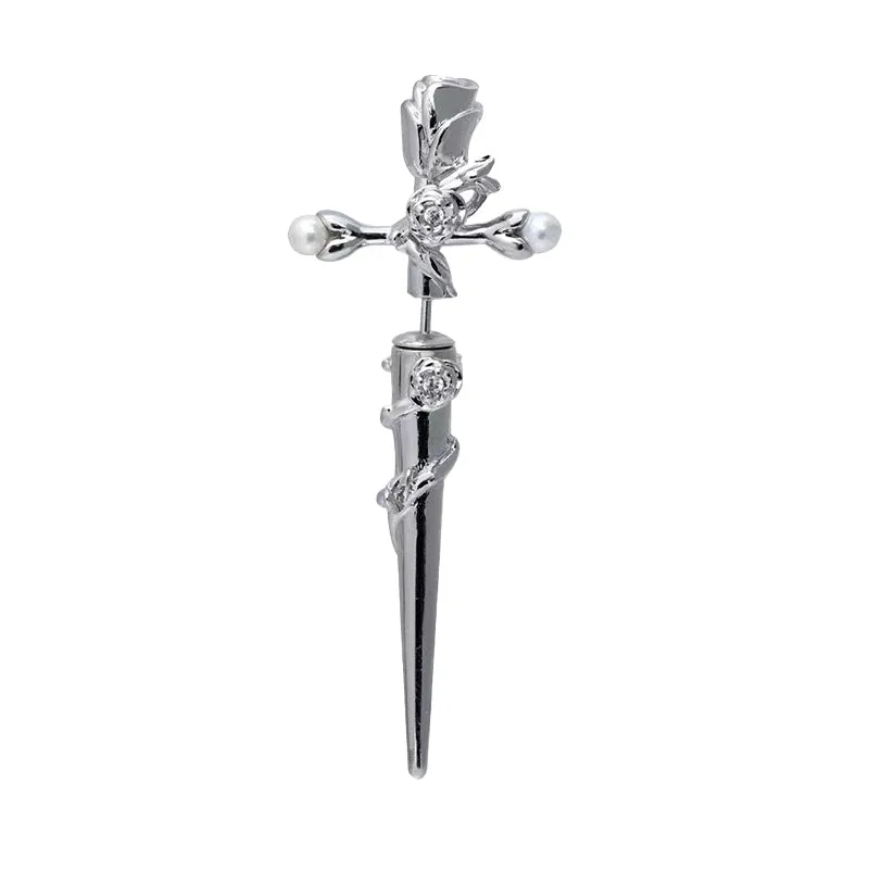 Cross Rose Copper Silver Plated Earrings sold by GTHIC product image thumbnail 5