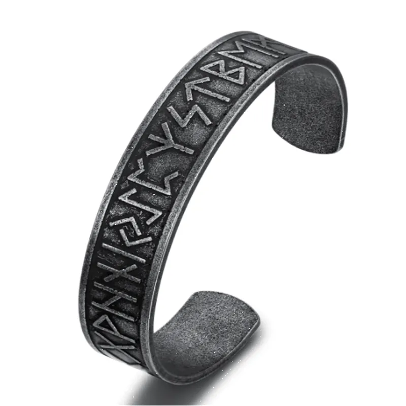 Nordic Rune Stainless Steel Viking Cuff Bracelet sold by GTHIC product image thumbnail 5