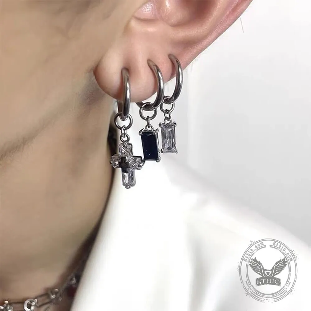 Zircon Cross Stainless Steel Drop Earrings sold by GTHIC product image thumbnail 2