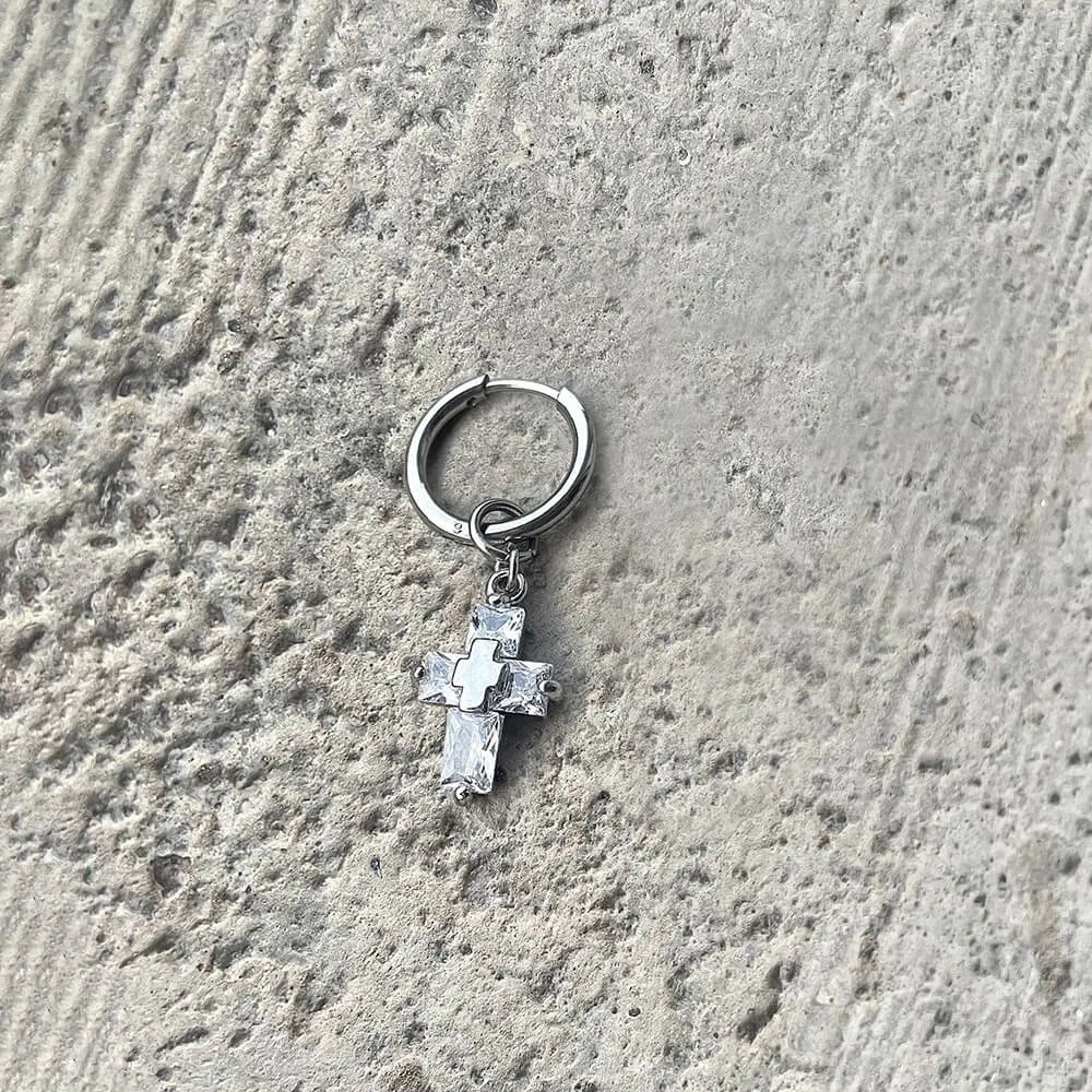 Zircon Cross Stainless Steel Drop Earrings sold by GTHIC product image thumbnail 3