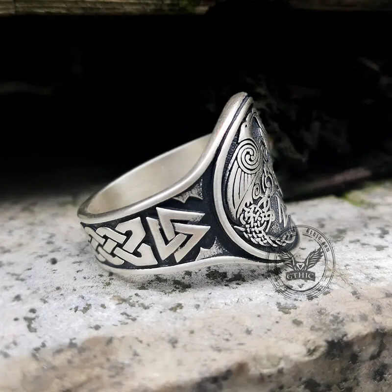 Viking Ravens Valknut Symbols Sterling Silver Ring sold by GTHIC product image thumbnail 3
