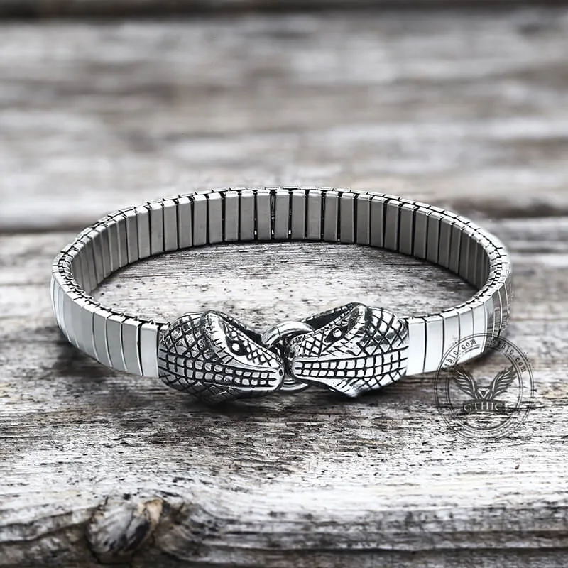 Double Snake Heads Stainless Steel Bracelet sold by GTHIC product image thumbnail 4
