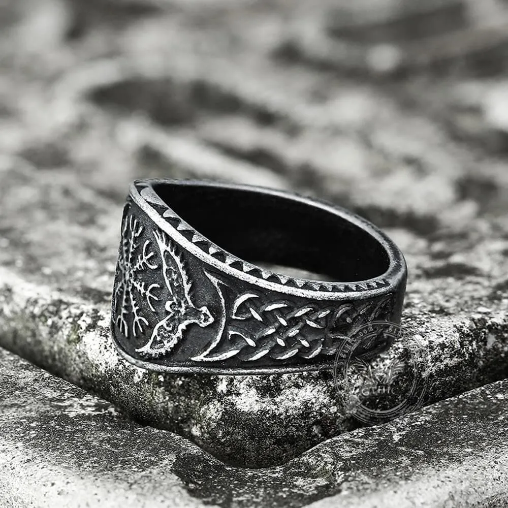 Norse Helm of Awe Eagle Stainless Steel Viking Ring sold by GTHIC product image thumbnail 4