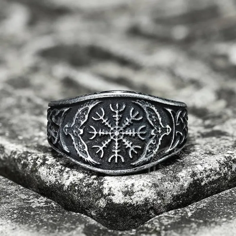 Norse Helm of Awe Eagle Stainless Steel Viking Ring sold by GTHIC