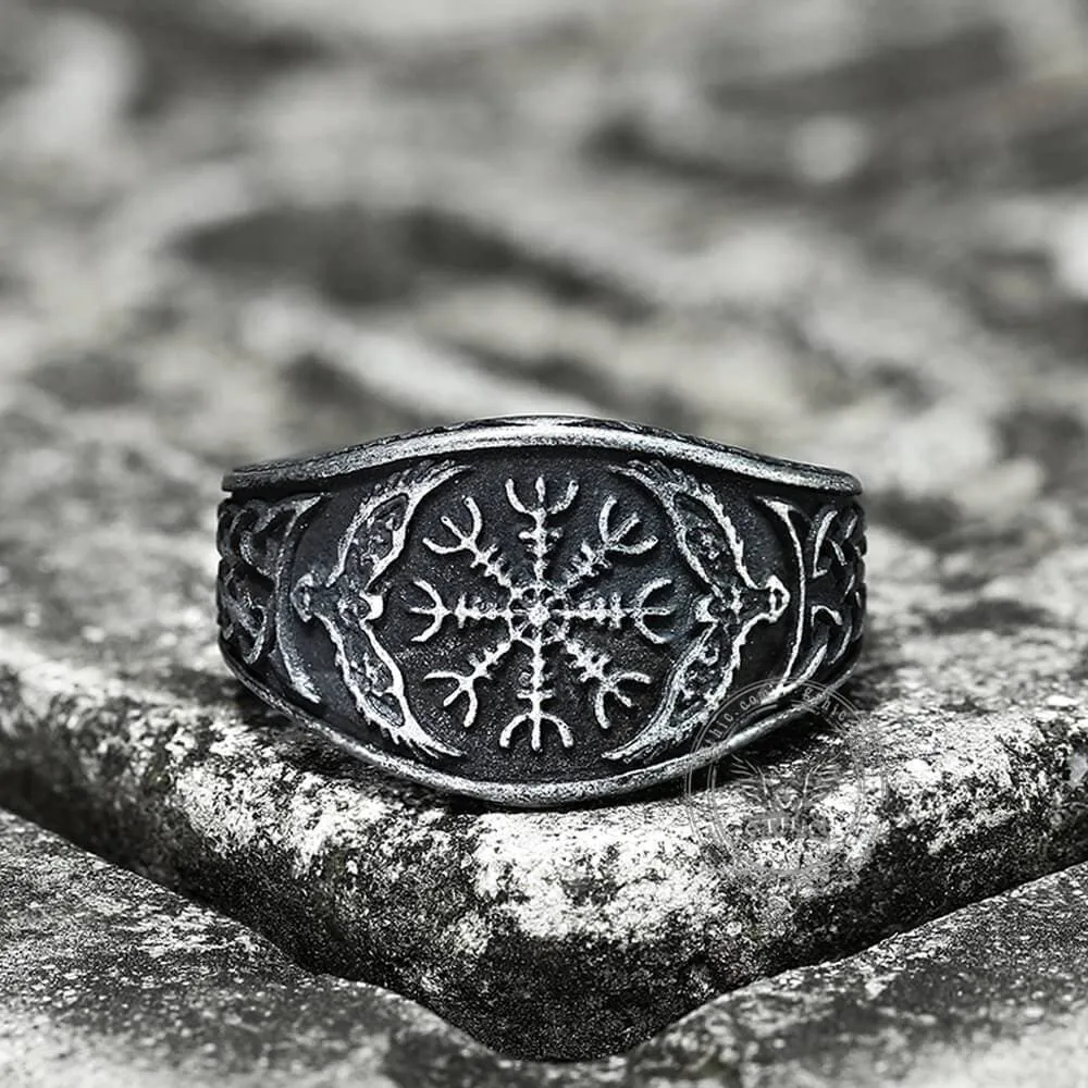 Norse Helm of Awe Eagle Stainless Steel Viking Ring sold by GTHIC