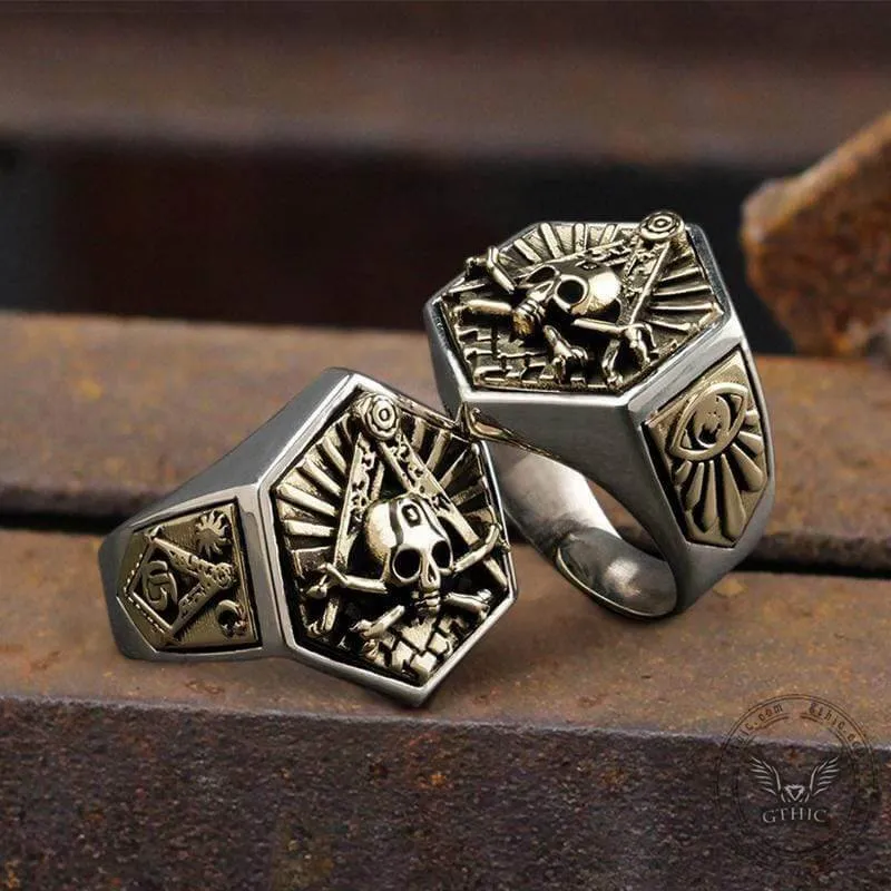 Freemason Light Sterling Silver Masonic Skull Ring sold by GTHIC product image thumbnail 4