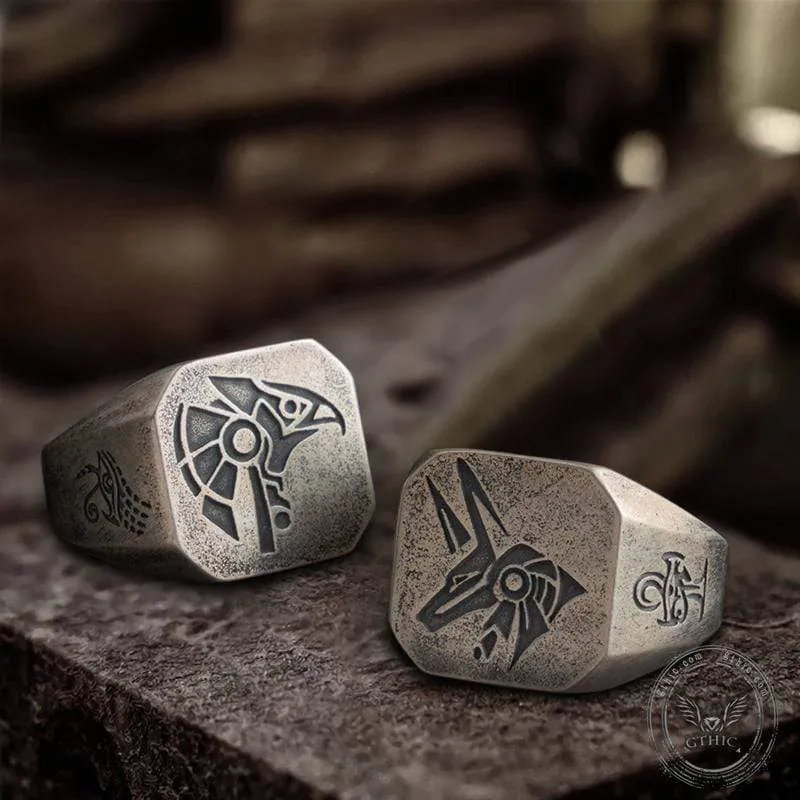Horus And Anubis Sterling Silver Ring sold by GTHIC