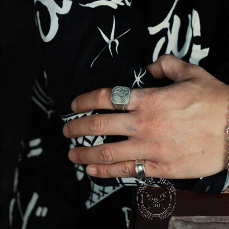 Horus And Anubis Sterling Silver Ring sold by GTHIC product image thumbnail 3