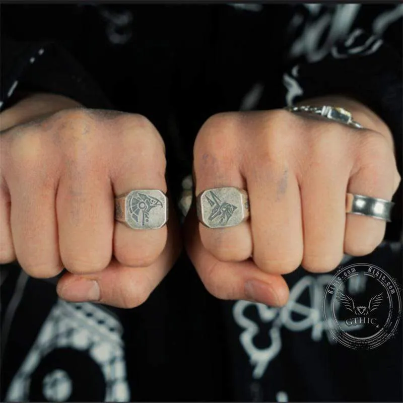 Horus And Anubis Sterling Silver Ring sold by GTHIC product image thumbnail 2