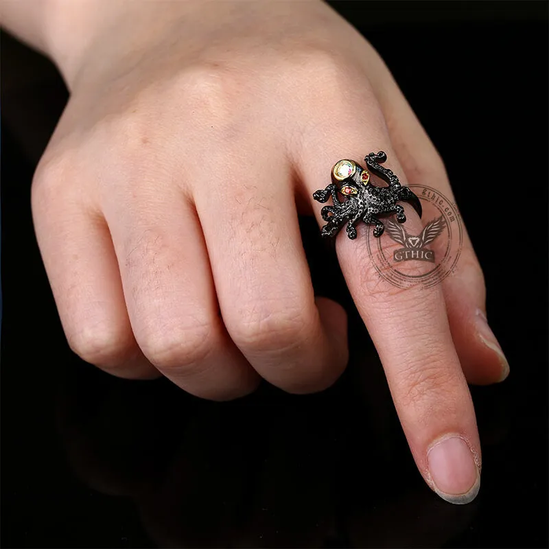 Black Octopus Brass Ring sold by GTHIC product image thumbnail 2