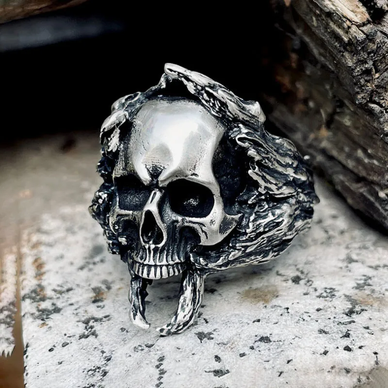 Crack Tree Bark Sterling Silver Skull Ring sold by GTHIC