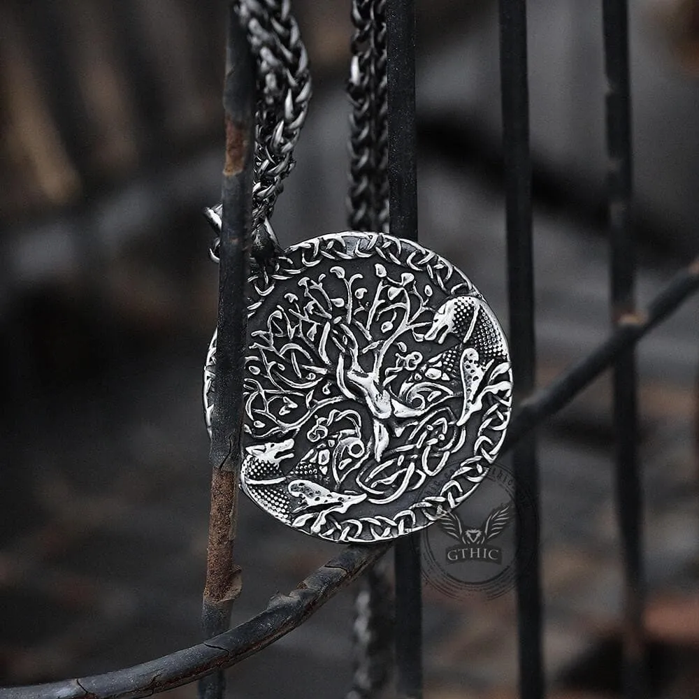 Yggdrasil and Wolves Stainless Steel Viking Pendant sold by GTHIC product image thumbnail 4