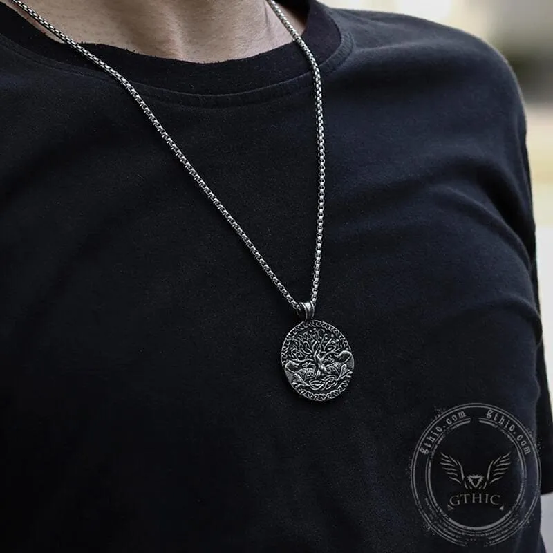 Yggdrasil and Wolves Stainless Steel Viking Pendant sold by GTHIC product image thumbnail 3