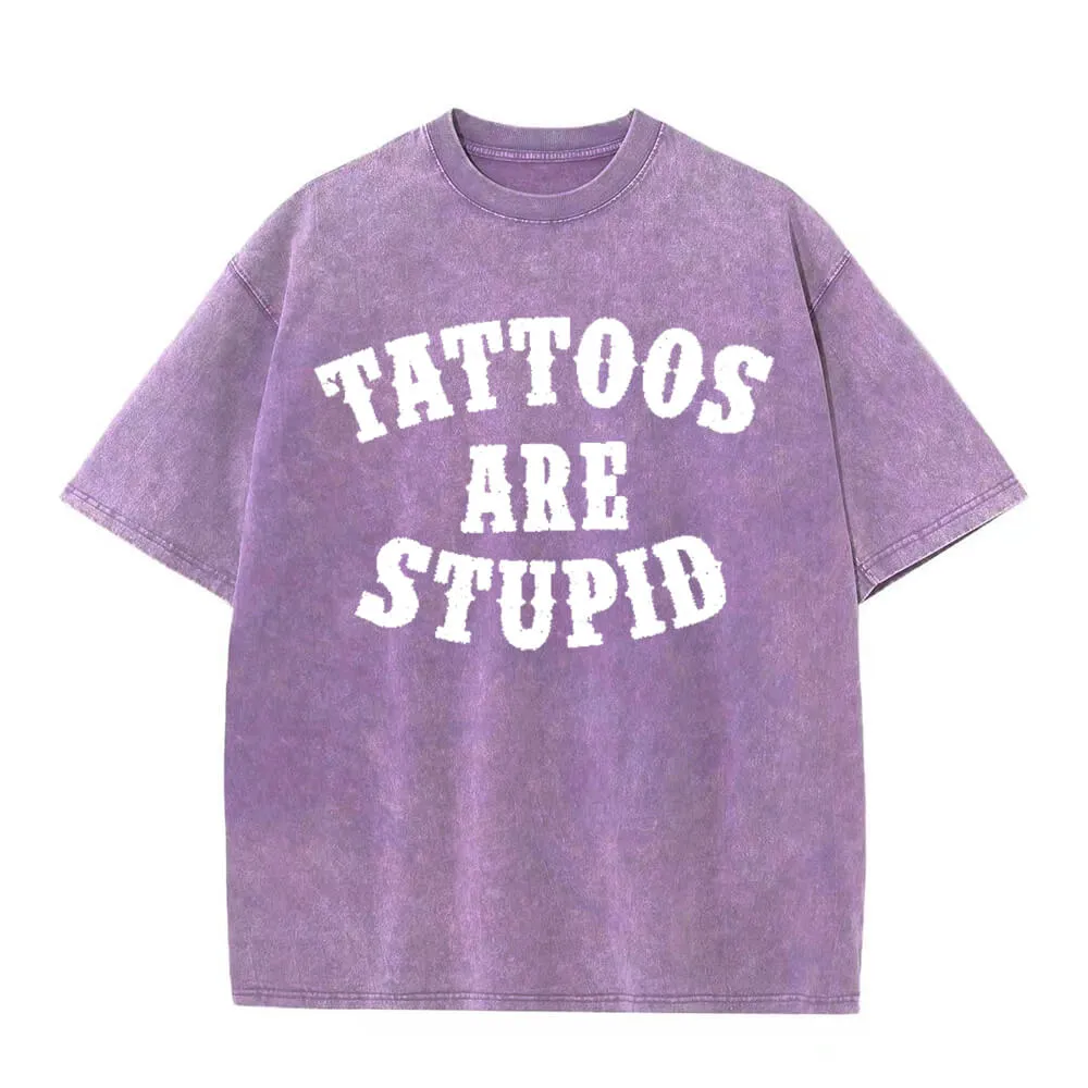 Multicolor Tattoos Are Stupid Vintage Washed T-shirt sold by GTHIC product image thumbnail 2
