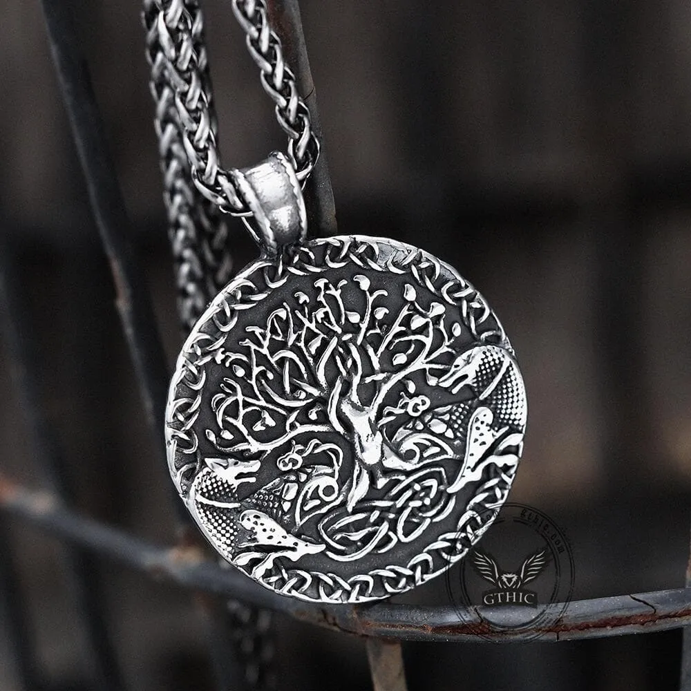 Yggdrasil and Wolves Stainless Steel Viking Pendant sold by GTHIC product image thumbnail 2