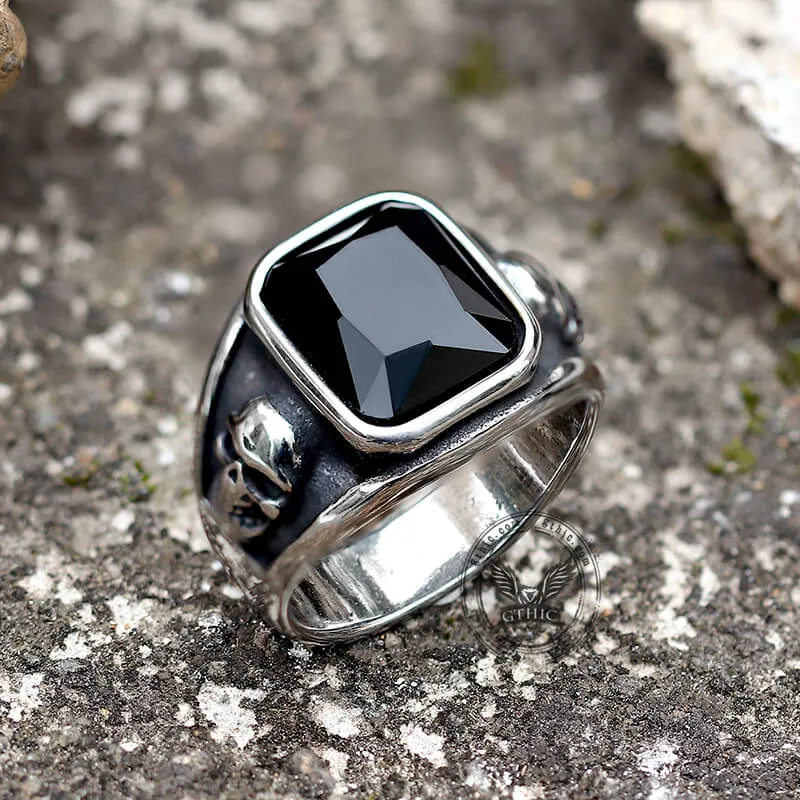 Black Square Gem Stainless Steel Skull Ring sold by GTHIC product image thumbnail 5