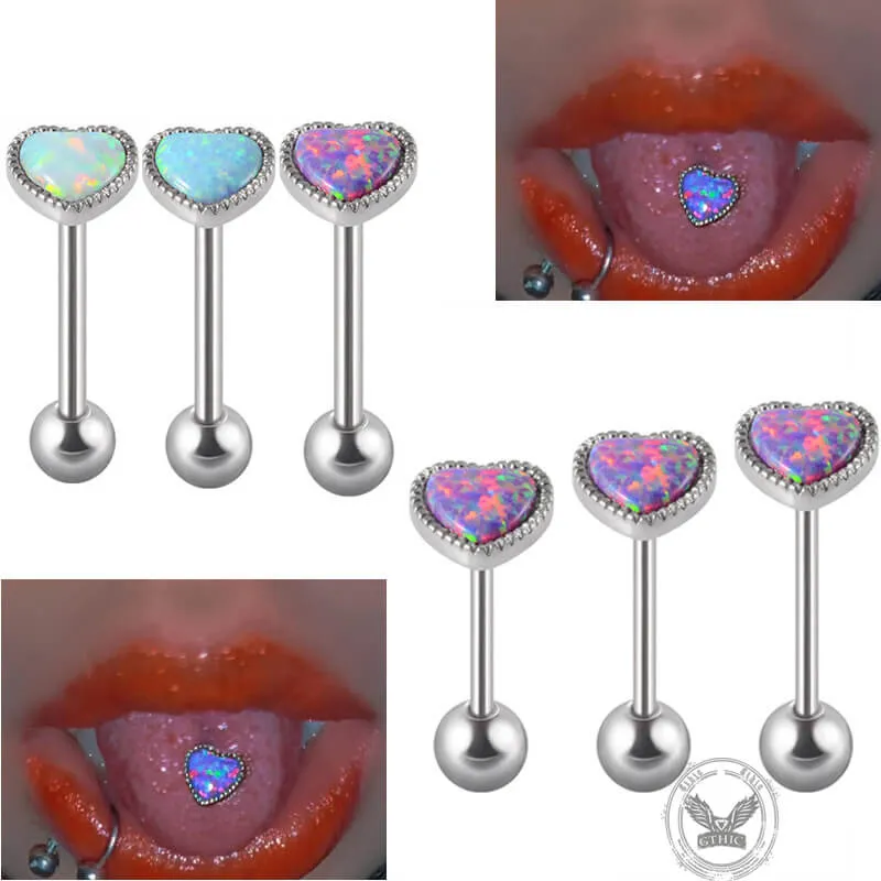 Heart-shaped Opal Stainless Steel Tongue Ring sold by GTHIC