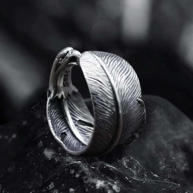 Indian Eagle Feather Sterling Silver Animal Ring sold by GTHIC product image thumbnail 2