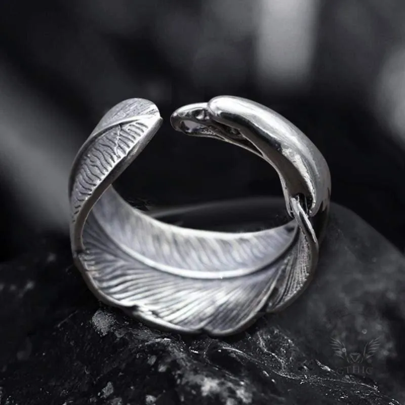 Indian Eagle Feather Sterling Silver Animal Ring sold by GTHIC