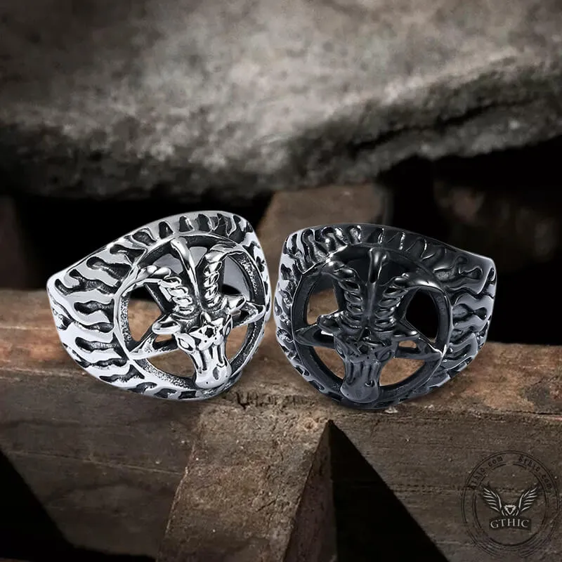 Devil Baphomet Goat Stainless Steel Ring sold by GTHIC