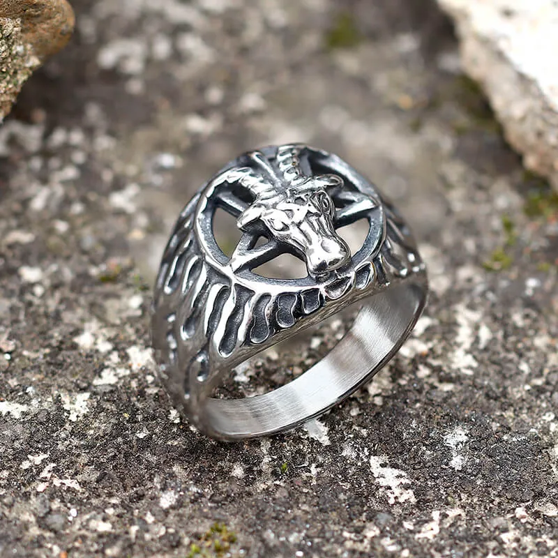 Devil Baphomet Goat Stainless Steel Ring sold by GTHIC product image thumbnail 3