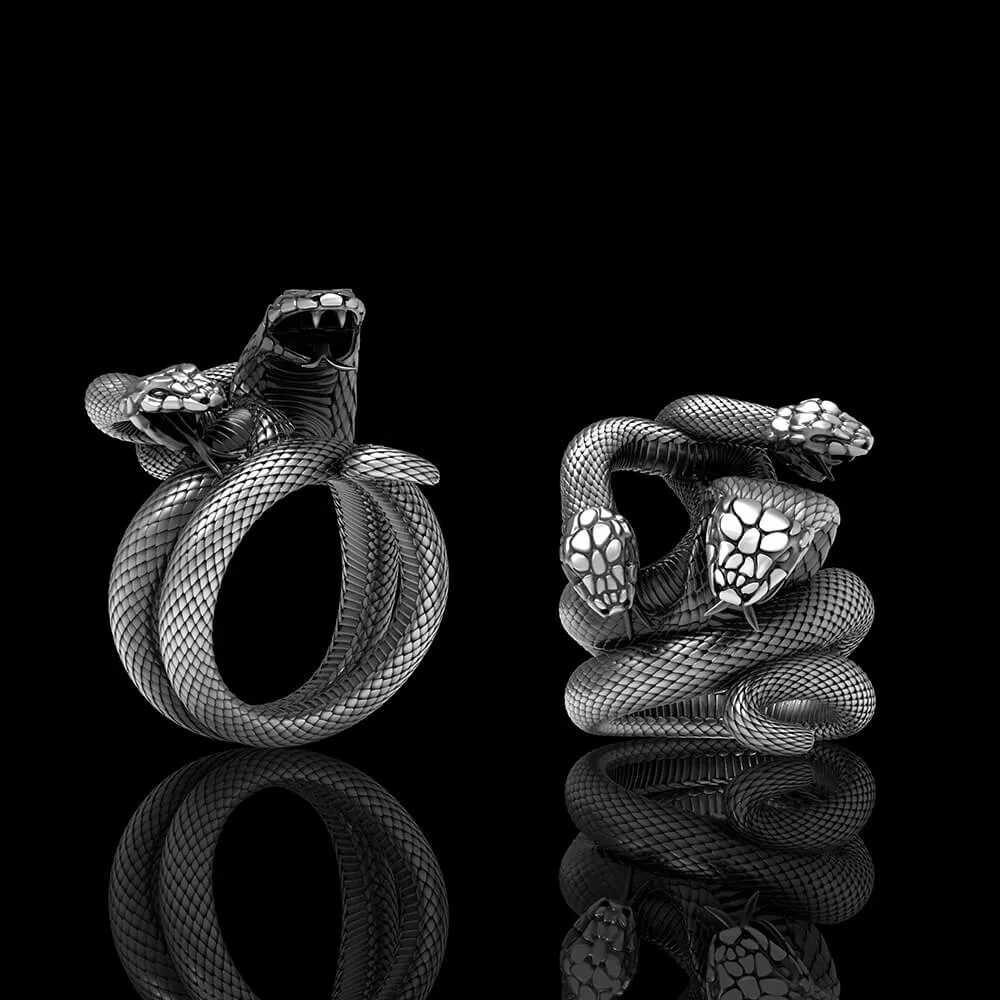 The Three-Headed Serpent Sterling Silver Snake Ring sold by GTHIC product image thumbnail 2
