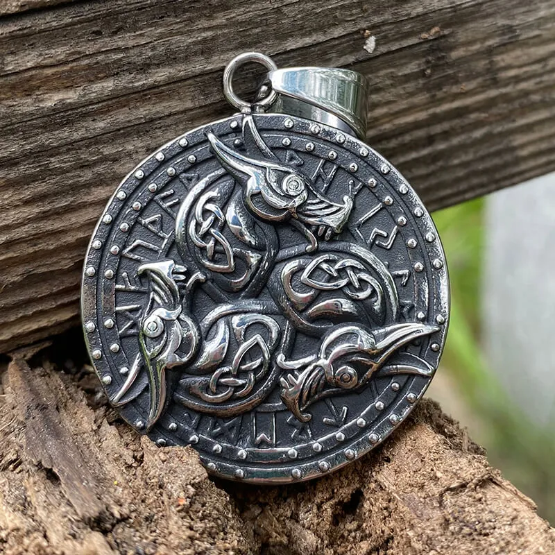 Celtic Dragon Runes Stainless Steel Viking Pendant sold by GTHIC