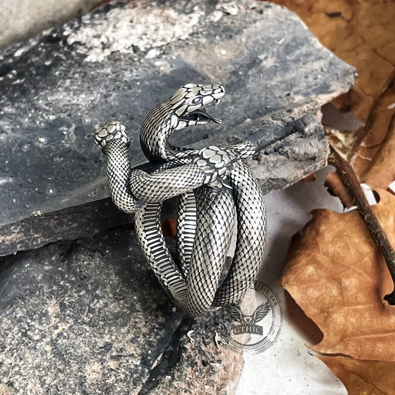 The Three-Headed Serpent Sterling Silver Snake Ring sold by GTHIC product image thumbnail 5
