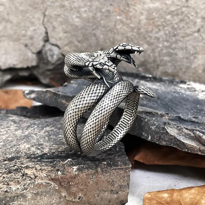 The Three-Headed Serpent Sterling Silver Snake Ring sold by GTHIC