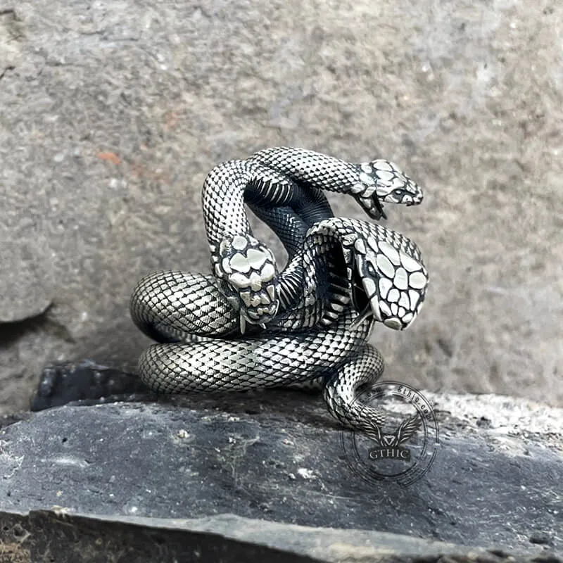 The Three-Headed Serpent Sterling Silver Snake Ring sold by GTHIC product image thumbnail 4