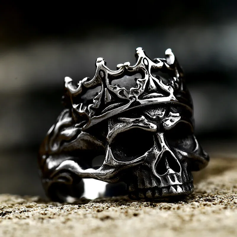 Skeleton King Crown Stainless Steel Skull Ring sold by GTHIC