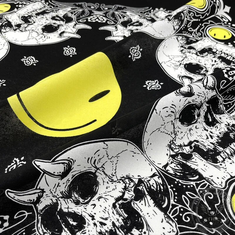 Smiley Horned Skull Cotton Square Scarf sold by GTHIC product image thumbnail 5