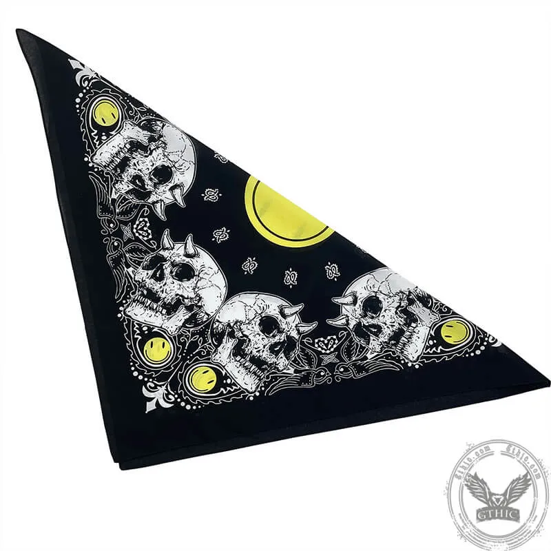 Smiley Horned Skull Cotton Square Scarf sold by GTHIC product image thumbnail 4