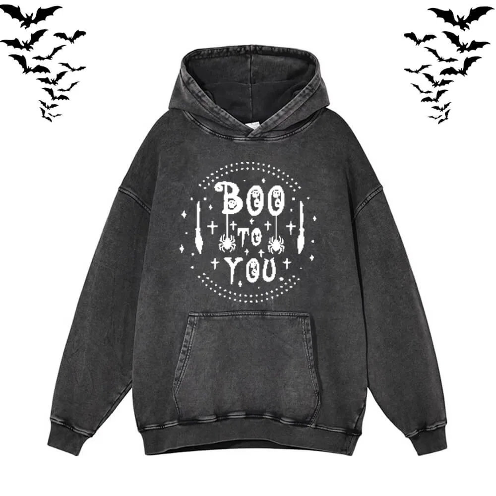 Boo To You Vintage Washed Hoodie Sweatshirt sold by GTHIC
