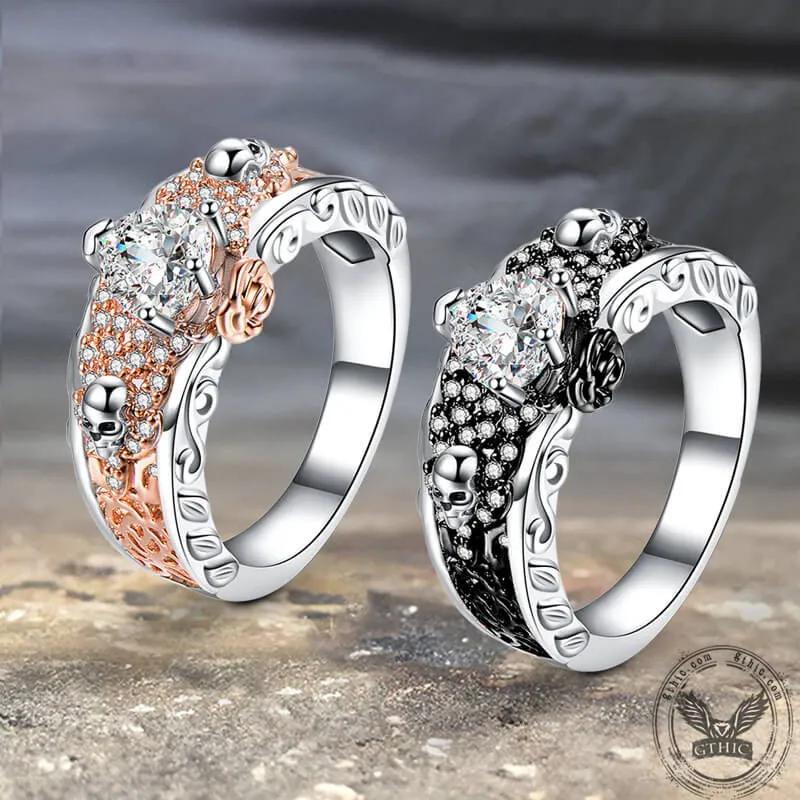 Goth Death Rose Brass Skull Wedding Ring sold by GTHIC product image thumbnail 3