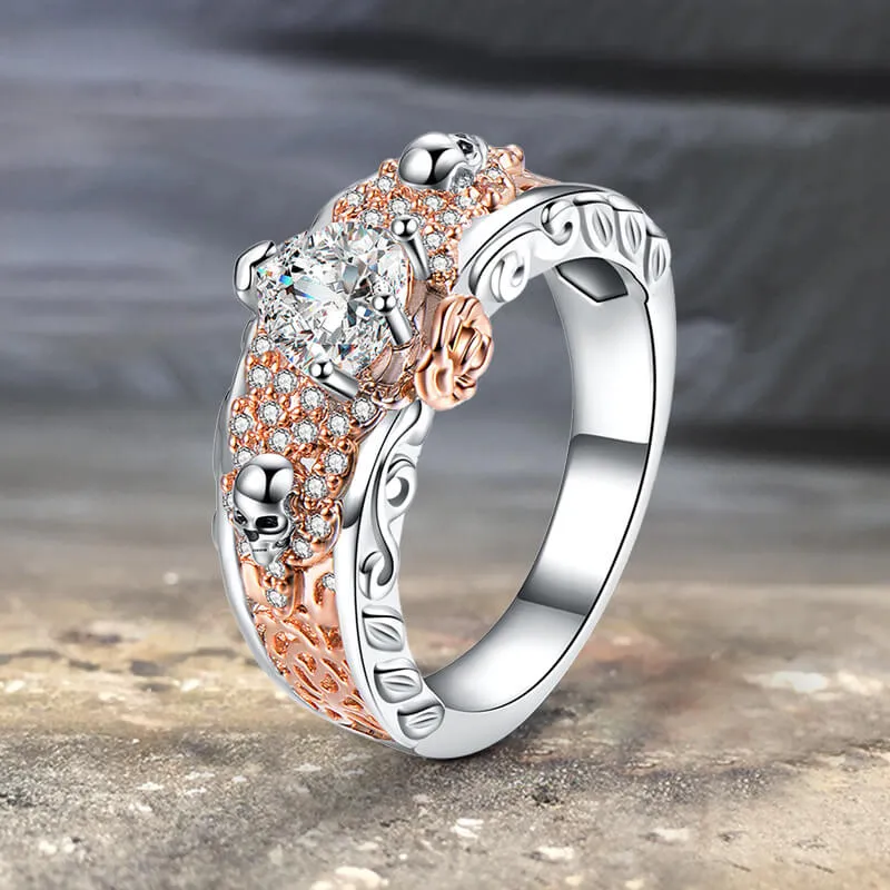 Goth Death Rose Brass Skull Wedding Ring sold by GTHIC product image thumbnail 4