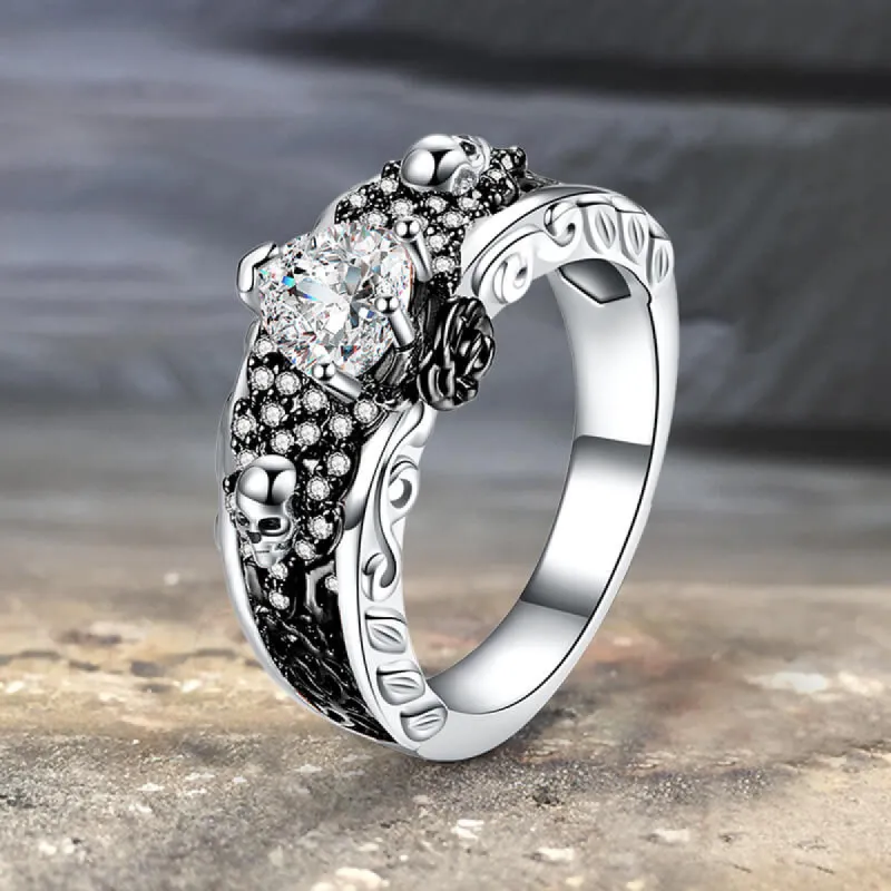 Goth Death Rose Brass Skull Wedding Ring sold by GTHIC