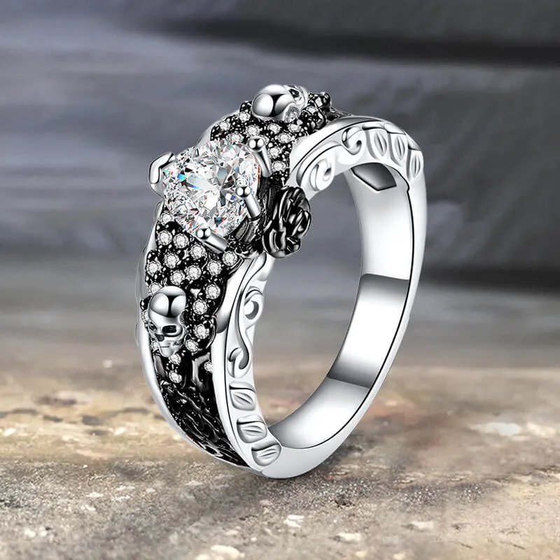 Goth Death Rose Brass Skull Wedding Ring sold by GTHIC