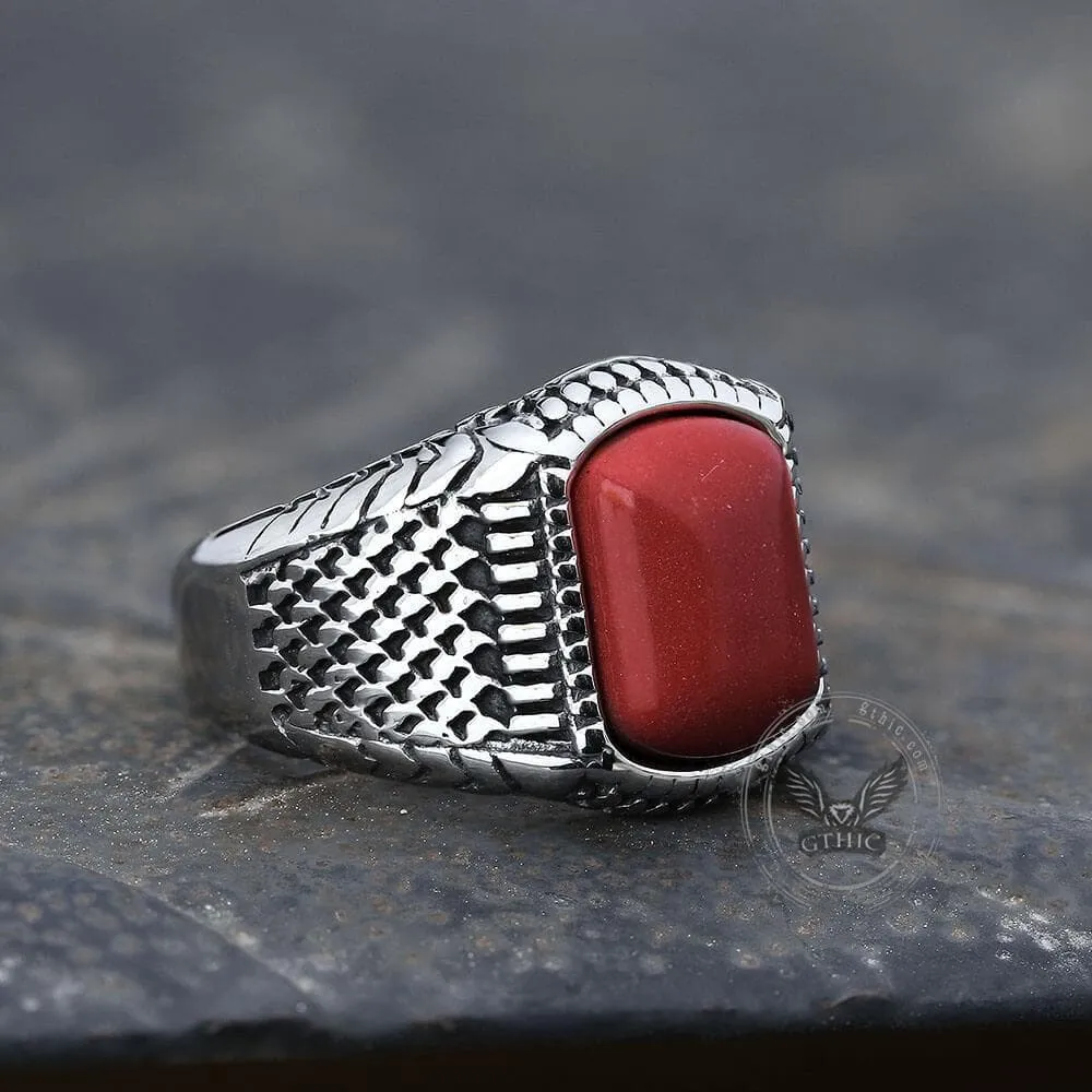 Red Natural Stone Stainless Steel Ring sold by GTHIC product image thumbnail 3