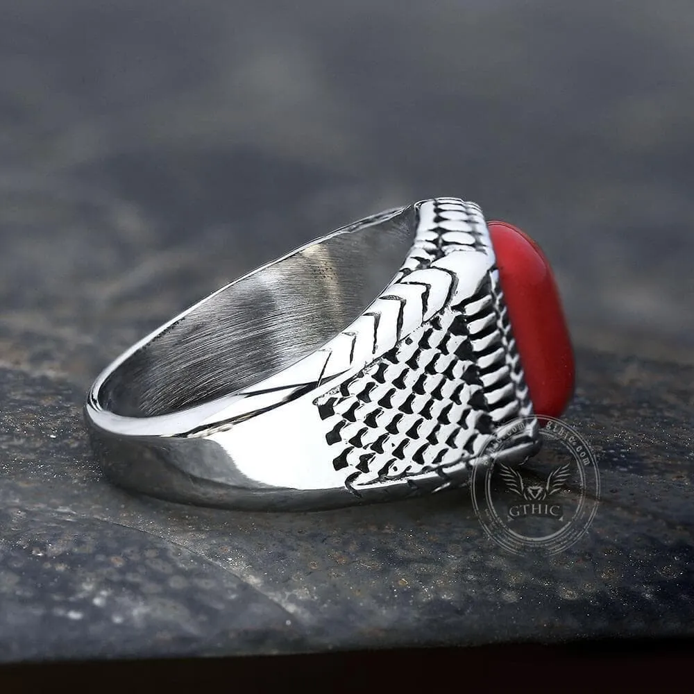 Red Natural Stone Stainless Steel Ring sold by GTHIC product image thumbnail 4