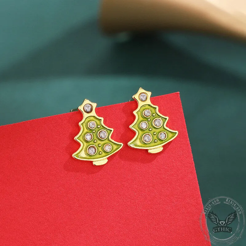 Christmas Tree Sterling Silver Stud Earrings sold by GTHIC product image thumbnail 3