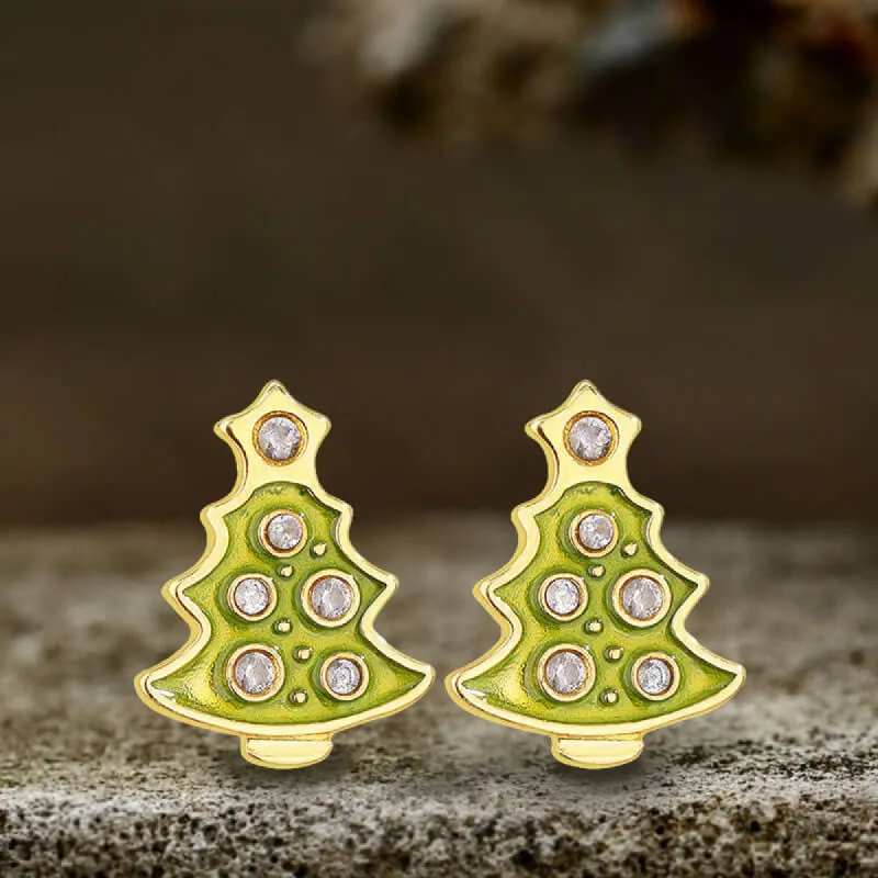Christmas Tree Sterling Silver Stud Earrings sold by GTHIC
